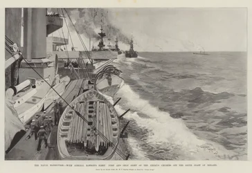 Manewry morskie z flotą admirała Rawsona, pierwszy i jedyny widok krążowników wroga u południowego wybrzeża Irlandii